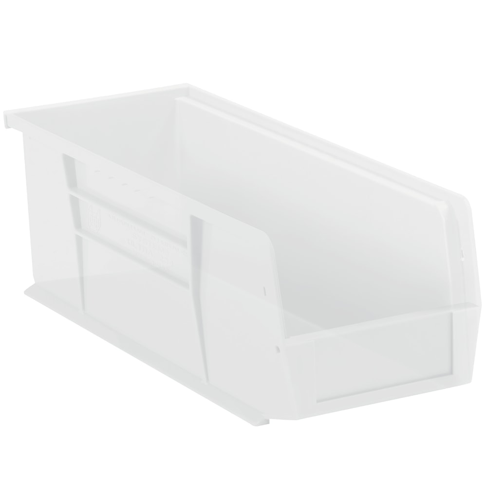 Partners Brand Plastic Stack & Hang Bin Boxes, Small Size, 14 3/4in x 5 1/2in x 5in, Clear, Pack Of 12