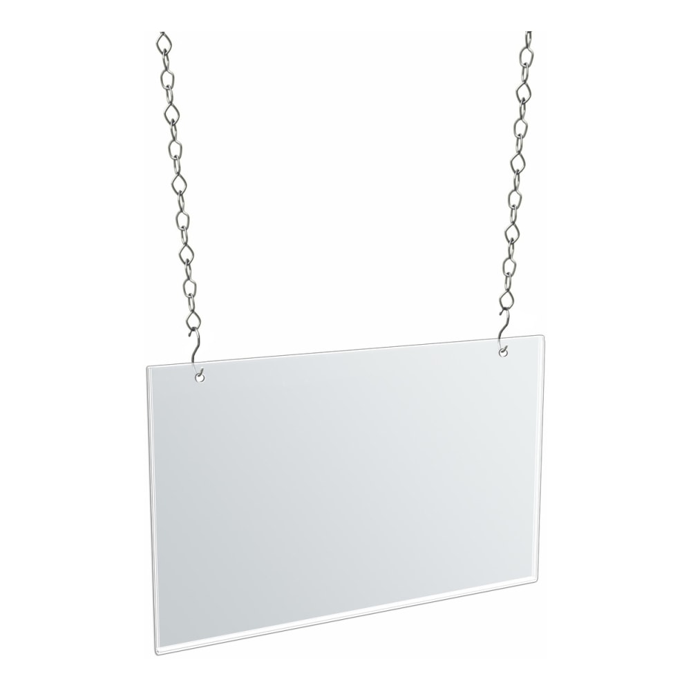 Azar Displays Hanging Acrylic Poster Frames, 8-1/2inH x 14inW x 1/4inD, Clear, Pack Of 4 Frames