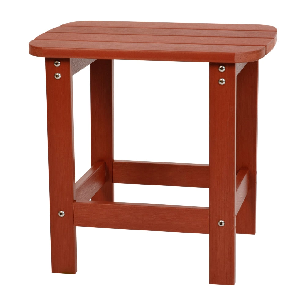 Flash Furniture Charlestown All-Weather Adirondack Side Table, 18-1/4inH x 18-3/4inW x 15inD, Red