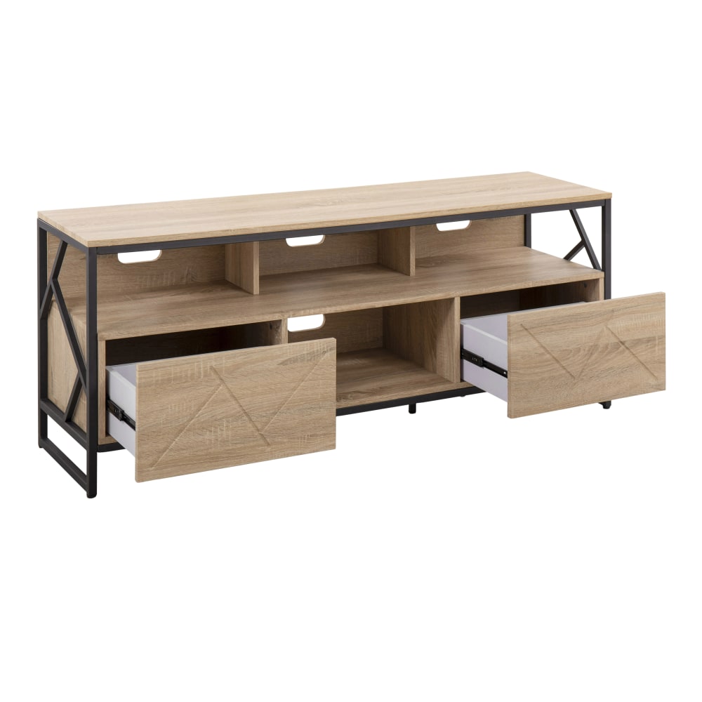 LumiSource Folia Contemporary TV Stand For 60in TVs, 24inH x 58-3/4inW x 16-1/4inD, Natural/Black