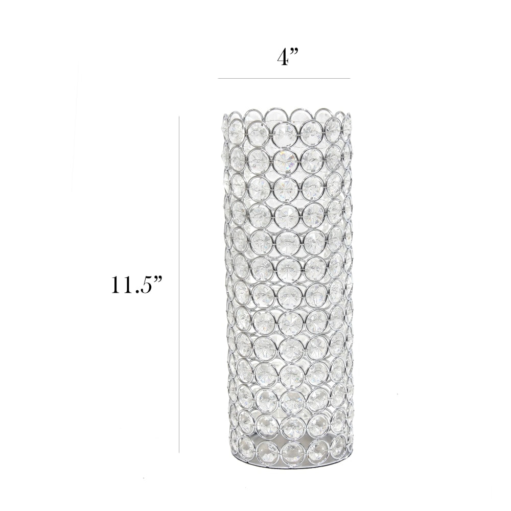 Elegant Designs Ellipse Crystal Decorative Vase, 11-1/4inH x 4inW x 4inD, Chrome