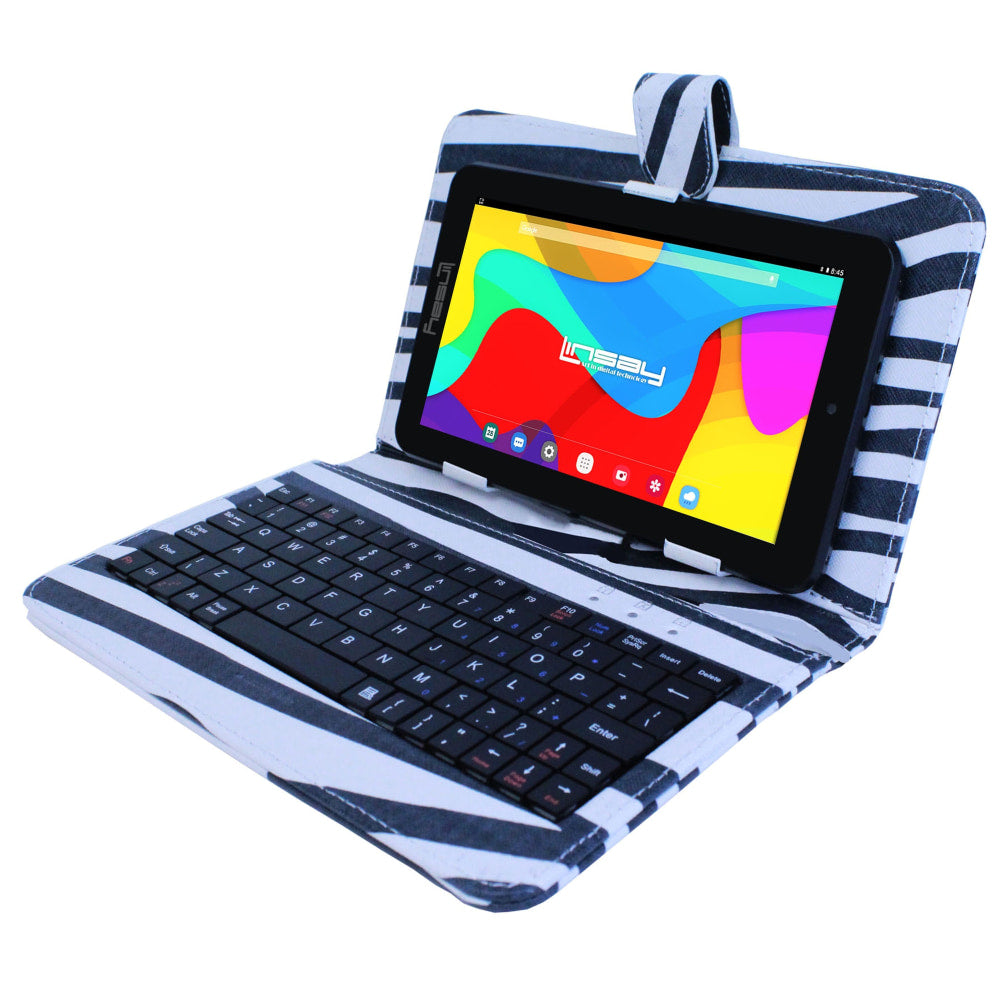 Linsay F7 Tablet, 7in Screen, 2GB Memory, 64GB Storage, Android 13, Zebra Keyboard