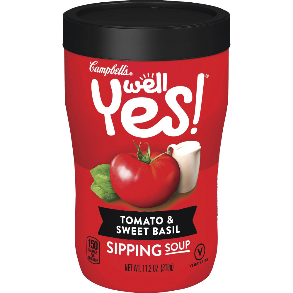 Campbells Tomato & Sweet Basil Sipping Soup - No Artificial Color, No Artificial Flavor - Tomato & Sweet Basil - Can - 1 Serving Can - 11.10 oz - 8 / Carton