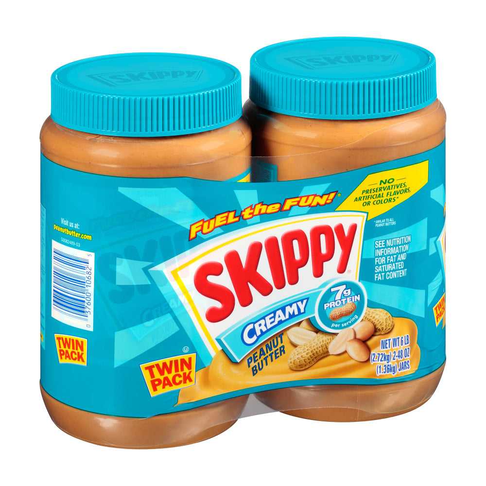 Skippy Creamy Peanut Butter, 48 Oz Jar, Pack Of 2