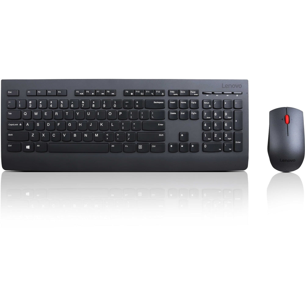 Lenovo Professional Wireless Keyboard and Mouse Combo - LA Spanish w/o Battery - USB Wireless RF Spanish Latin America - Black - USB Wireless RF Laser - 1600 dpi - 5 Button - Tilt Wheel - QWERTY - Black