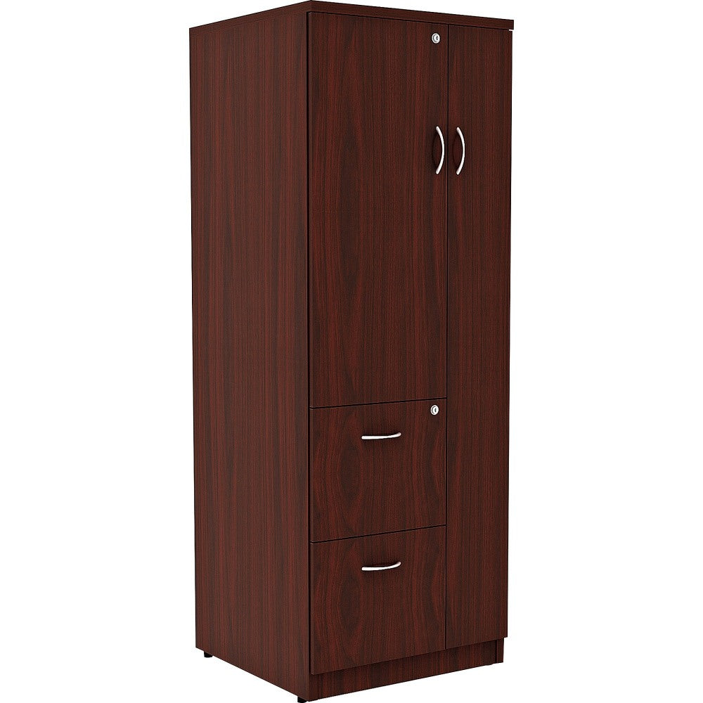 Lorell Essentials Tall Storage Cabinet, 2 Adjustable Shelves, Mahogany