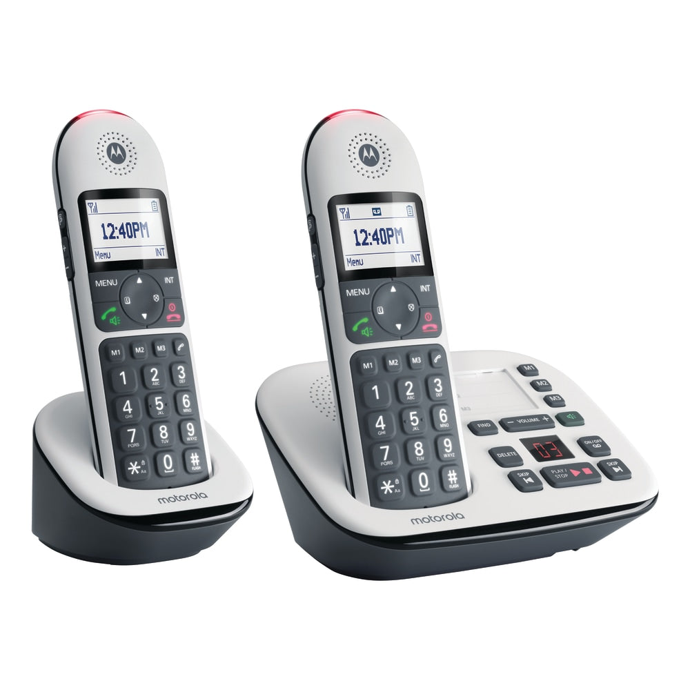 Motorola CD5012 2-Handset Cordless Expandable Telephone Set With Digital Answering System, White