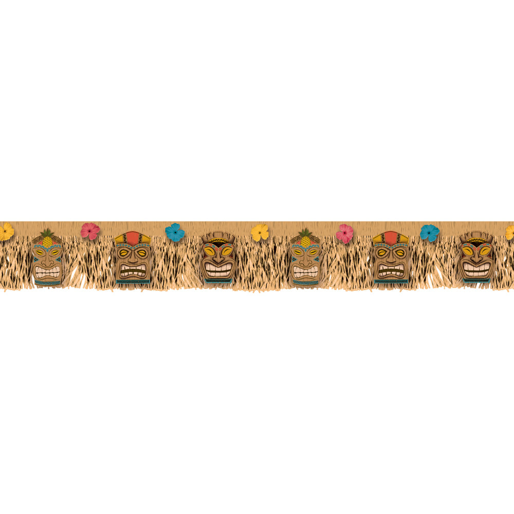 Amscan Summer Vintage Tiki Fringe Banners, 9in x 70in, Brown, Pack Of 2 Banners