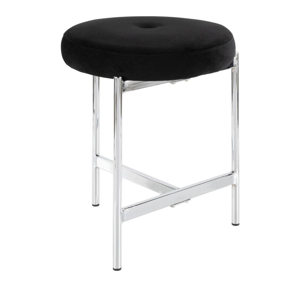 LumiSource Chloe Vanity Stool, Black/Chrome