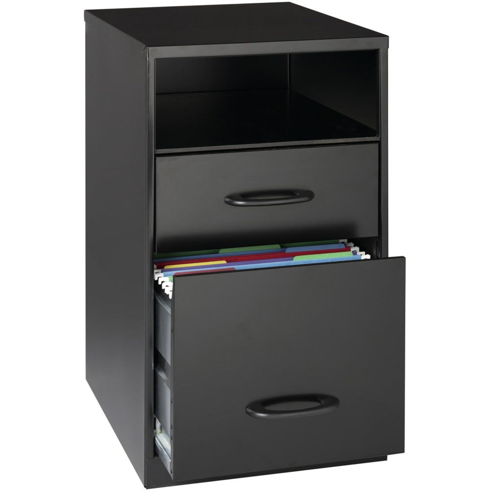 LYS SOHO File Cabinet - 14.3in x 18in x 24.5in - 2 x Drawer(s) for Accessories, File - Letter - Vertical - Storage Drawer, Pull Handle, Glide Suspension - Black - Baked Enamel - Steel - Recycled