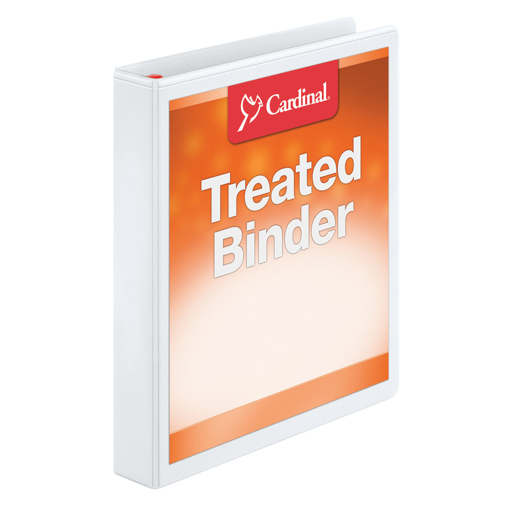 Cardinal Treated ClearVue Locking 3-Ring Binder, 1in D-Rings, 52% Recycled, White