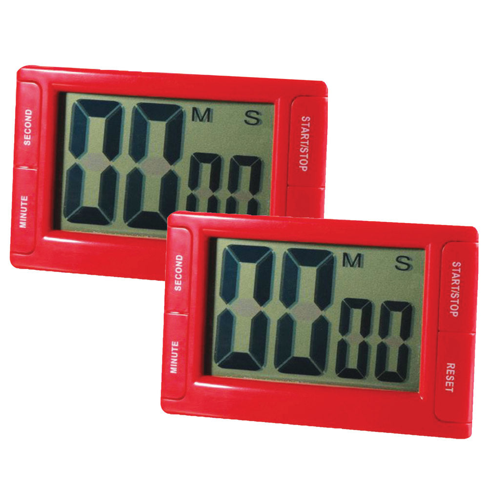 Ashley Productions Big Red Digital Timer 3.75in x 2.5in with Magnetic Backing and Stand, Pack of 2