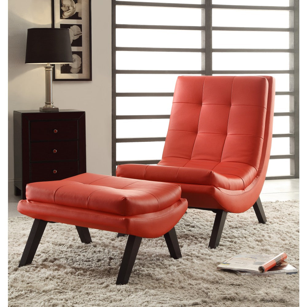 Ave Six Tustin Lounge Chair And Ottoman Set, Red/Black