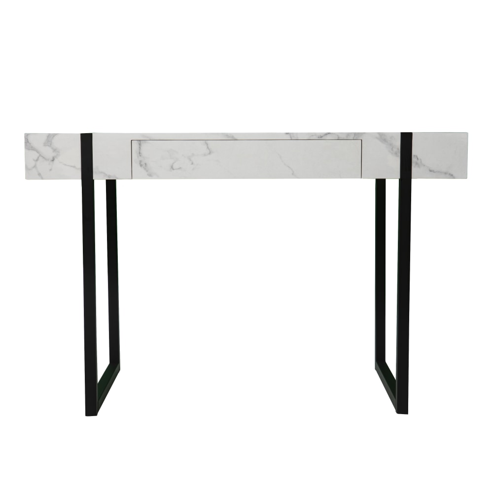 SEI Furniture Rangley Modern 46inW Faux Marble Writing Desk, Black/White