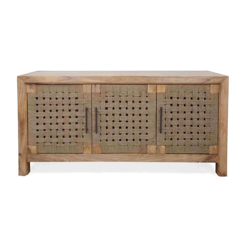 Coast to Coast Braden Wood Credenza/Sideboard, 29inH x 57inW x 17inD, Augustine Brown/Jute