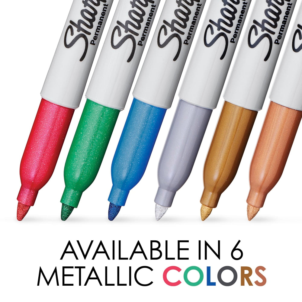 Sharpie Metallic Permanent Markers, Fine Point, Silver, 12 Count