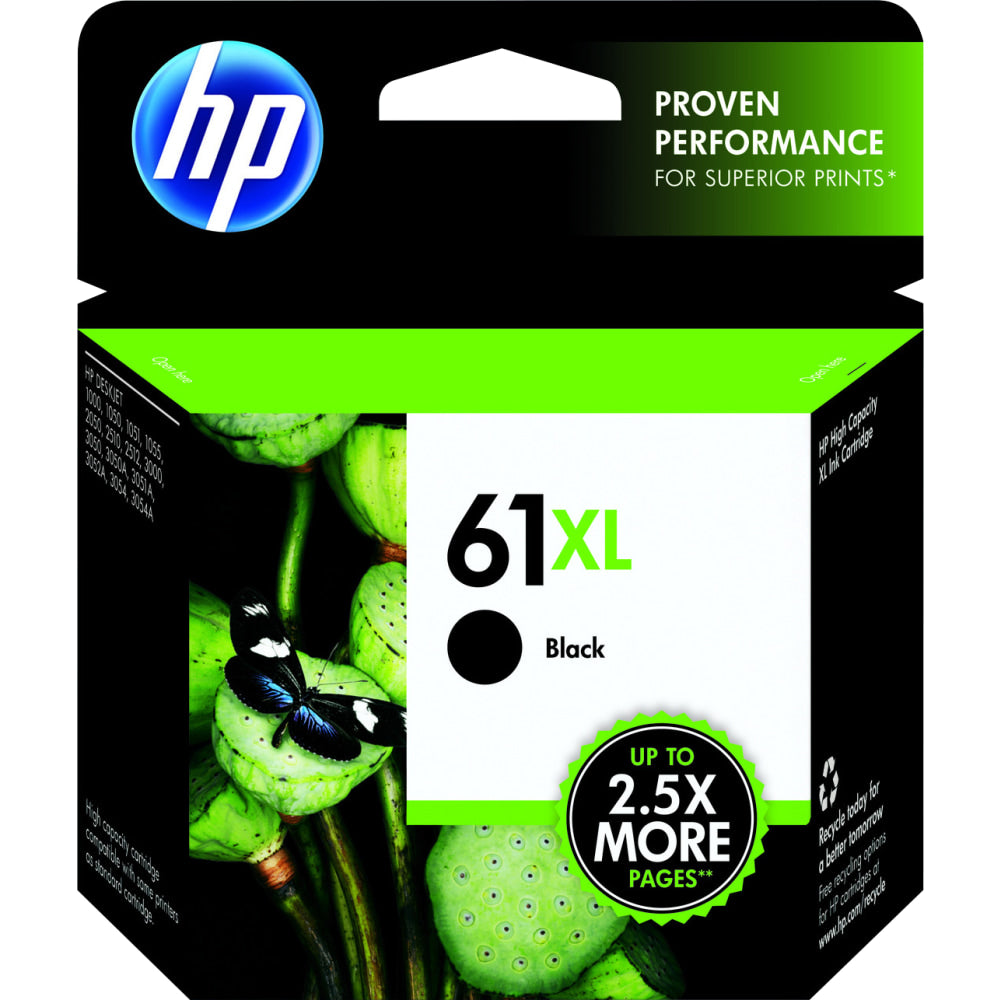 HP 61XL Black High-Yield Ink Cartridge, CH563WN