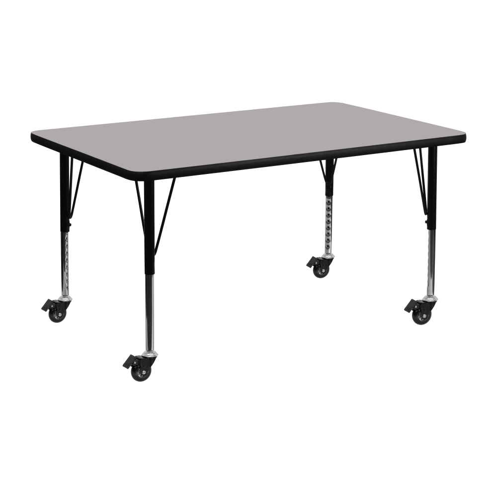 Flash Furniture Mobile Rectangular HP Laminate Activity Table, 24ft"W x 48ftL, Gray