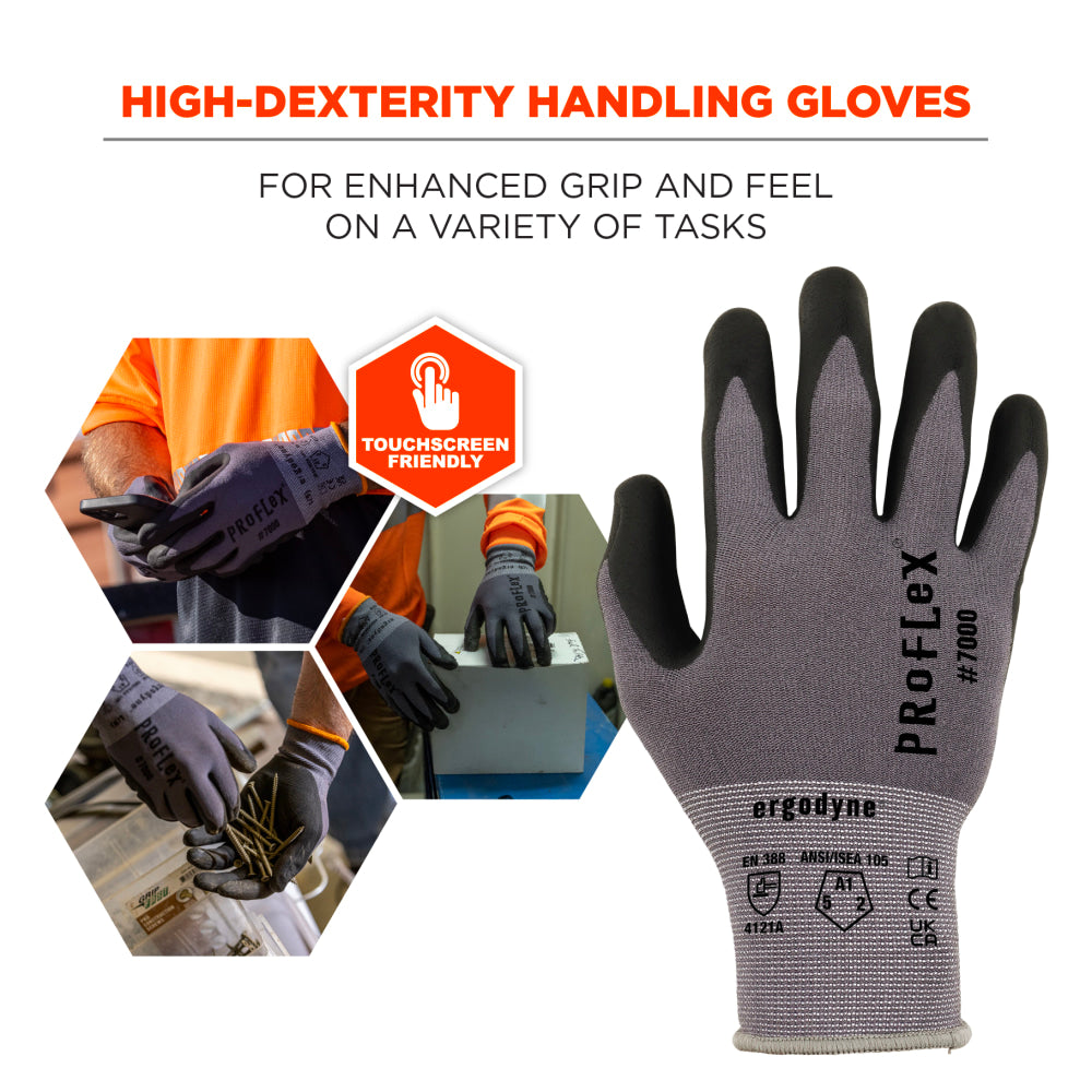 Ergodyne Proflex 7070 Nitrile-Coated Cut-Resistant Gloves, Gray, 2X