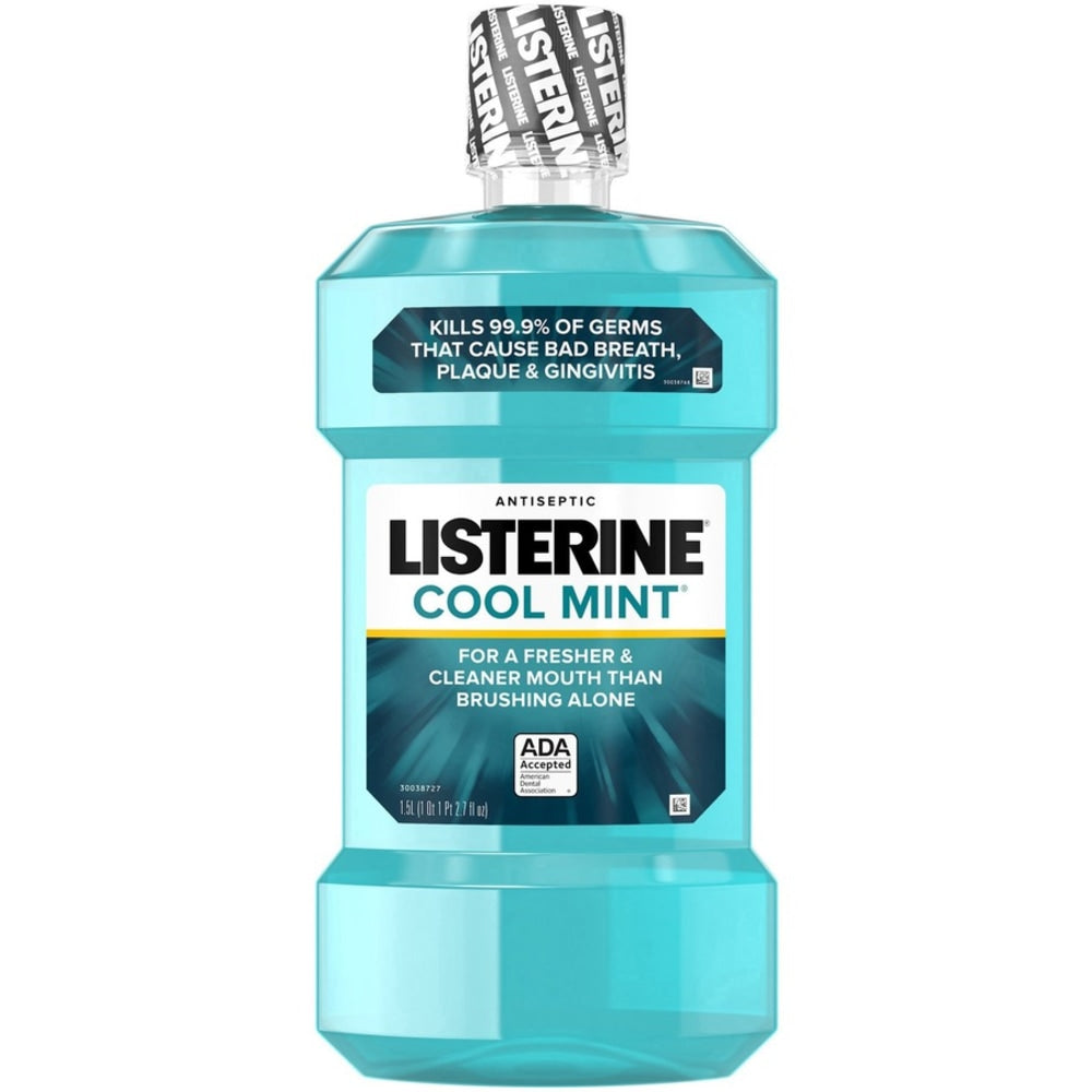 LISTERINE COOL MINT Antiseptic Mouthwash - For Plaque, Bad Breath, Gingivitis - Mint - 1.59 quart - 6 / Carton