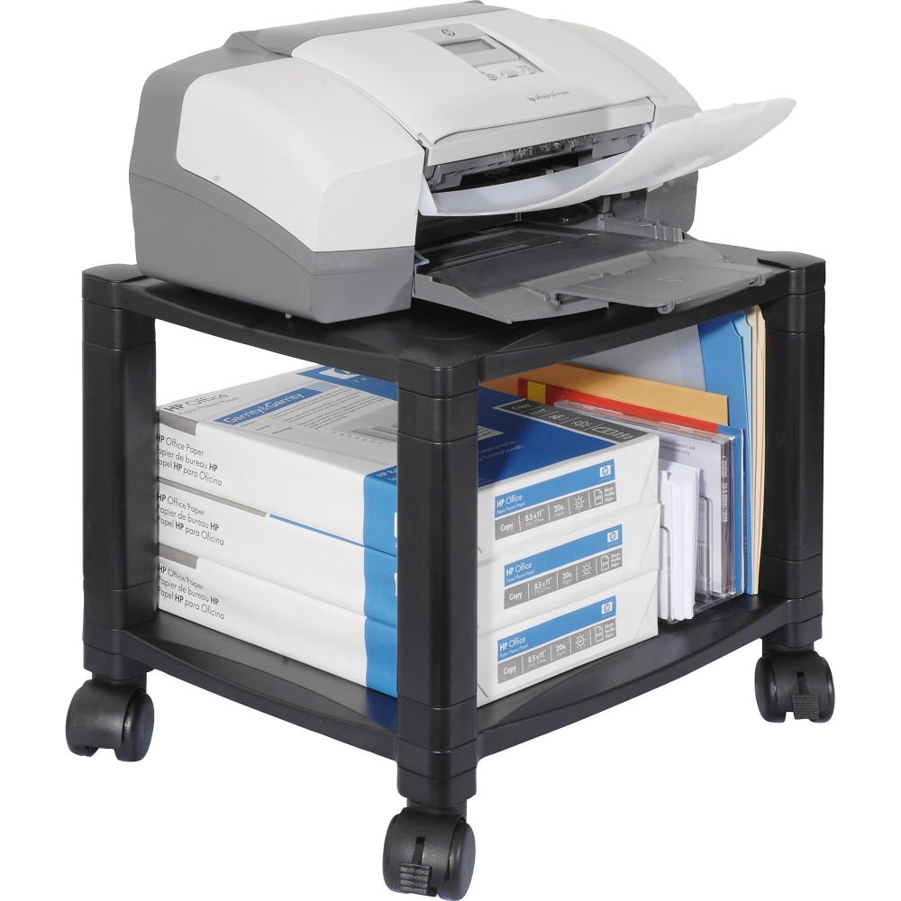 Kantek 2-Shelf Mobile Printer/Fax Stand, 11 7/8in-14 1/8inH x 17inW x 13 1/4inD, Black