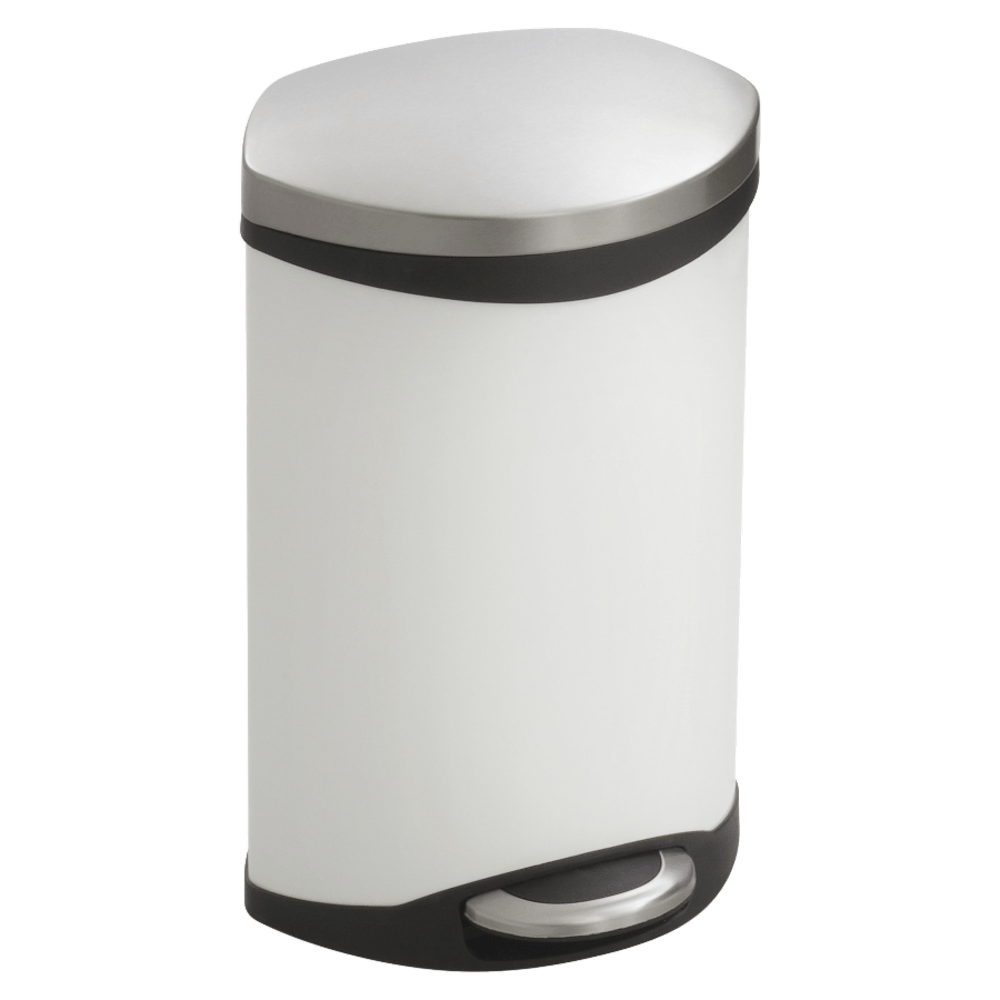 Safco Hands-Free Step-On Trash Receptacle, 3 Gallons, 12in x 8 1/2in x 17in, White