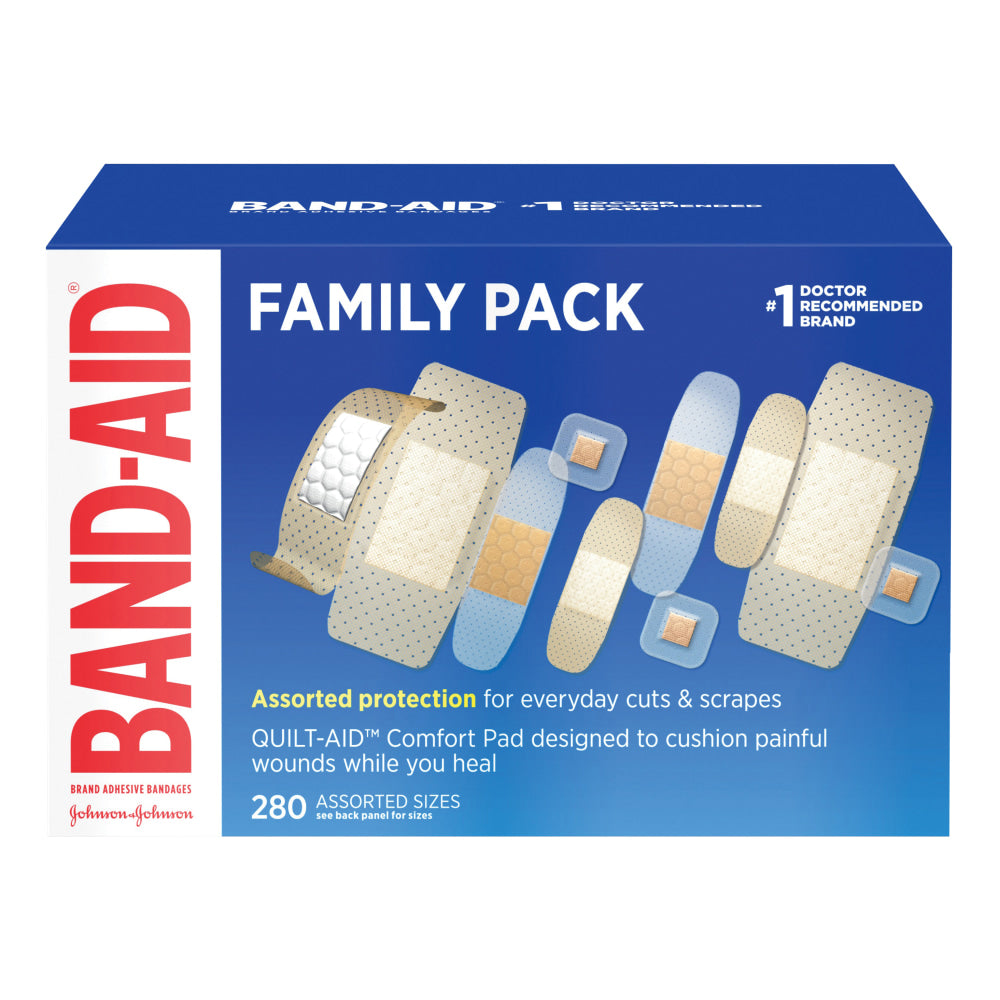 Band-aid Bandages, Adhesive, Assorted, Box Of 280 Bandages