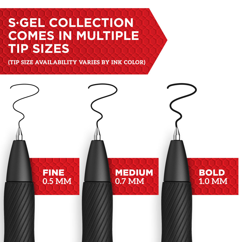 Sharpie S Gel Pens, Fine Point, 0.5 mm, Black/Red Barrel, Red Ink, Pack Of 12 Pens