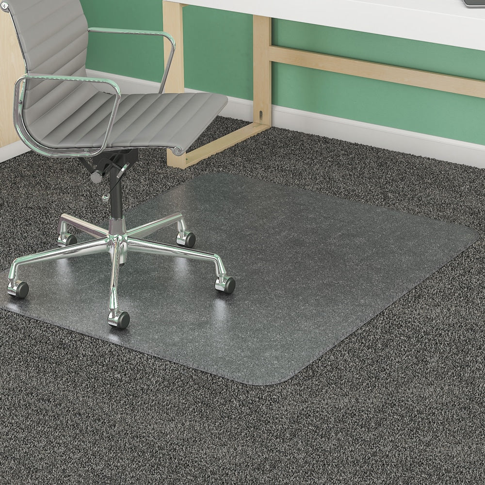 Realspace SuperMat Chair Mats, Medium Pile Carpet, 46in x 60in, Rectangle, Clear, Pack Of 50 Chair Mats