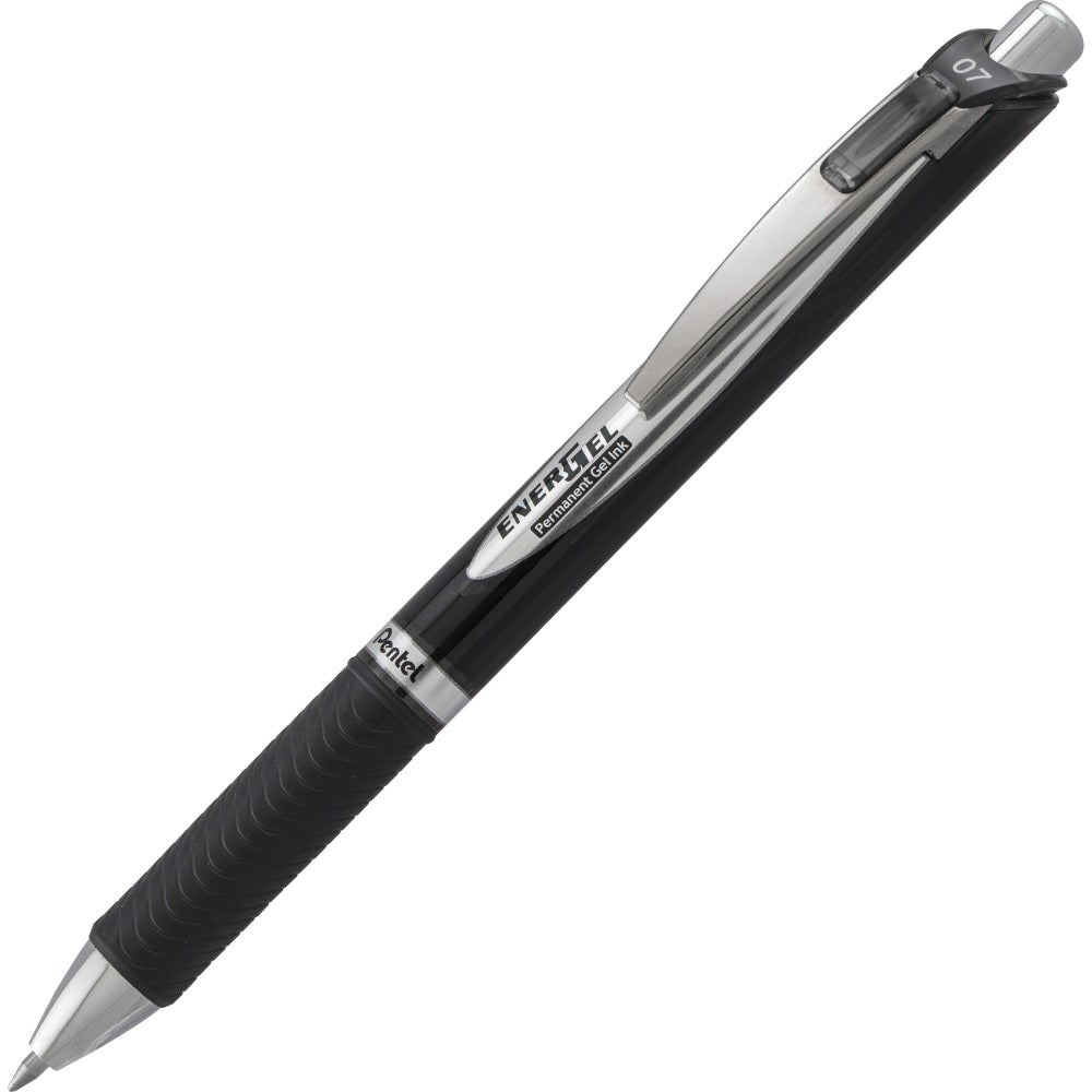 Pentel EnerGel 0.7 mm Retractable Gel Roller Pen, Medium Point, 0.7 mm, Black Barrel, Black Ink