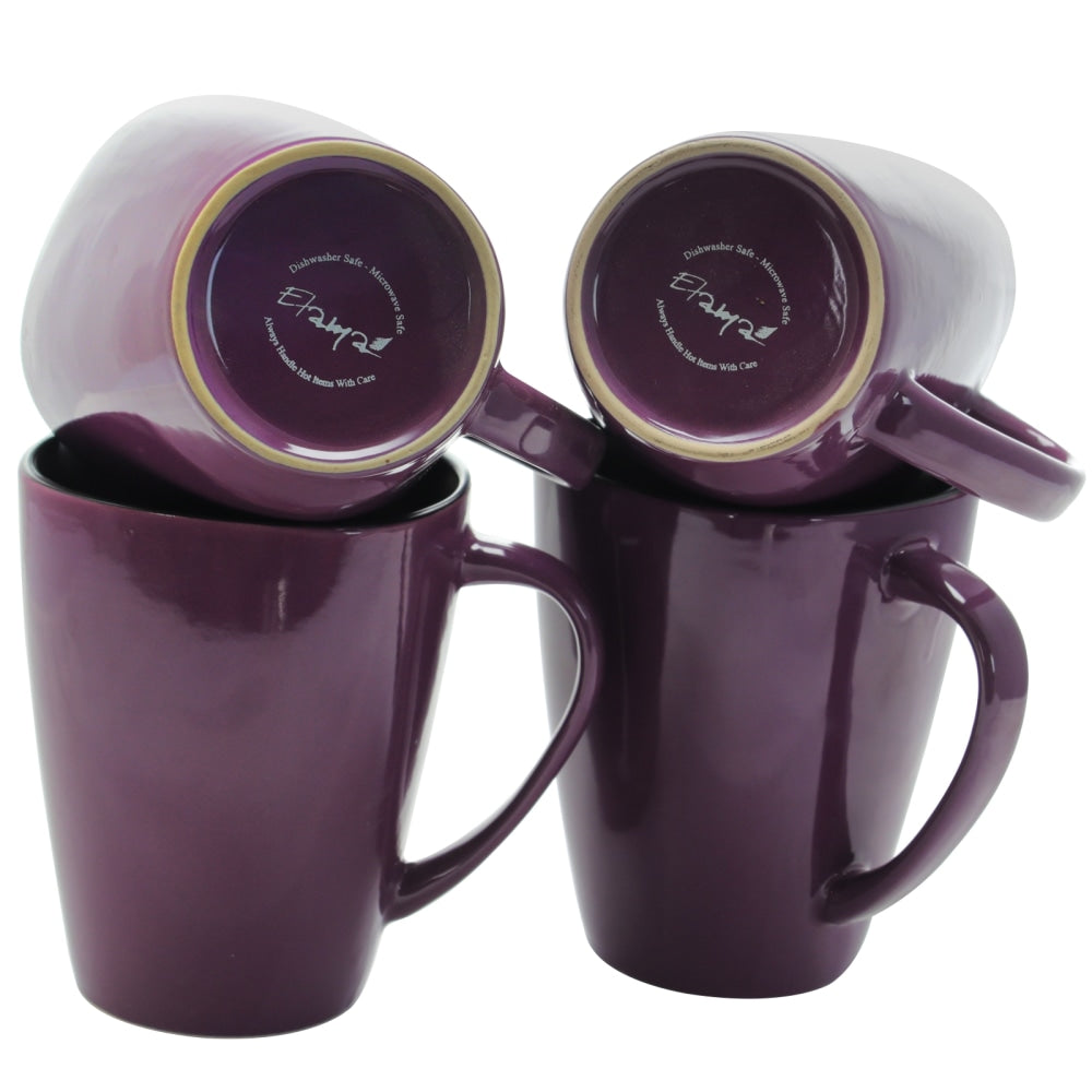 Elama 14-Oz. Stoneware Mugs, Mulberry, Purple, Set Of 6 Mugs