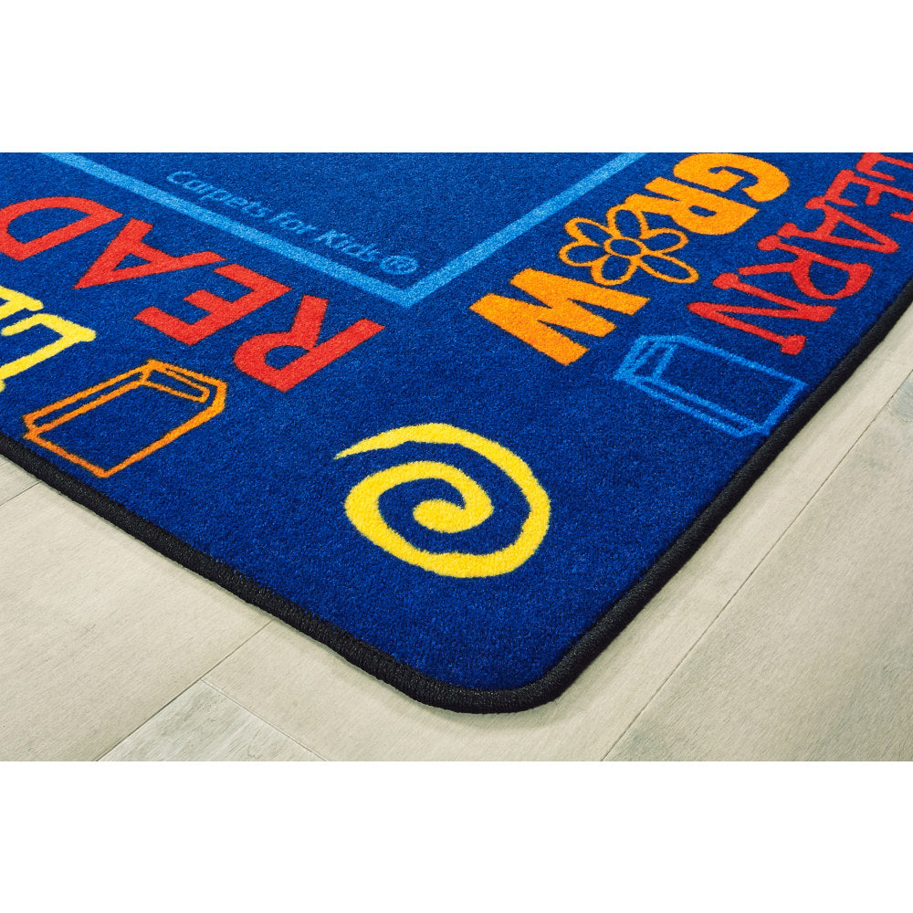 Carpets for Kids Premium Collection Read to Dream Border Activity Rug, 6ft x 9ft, Blue