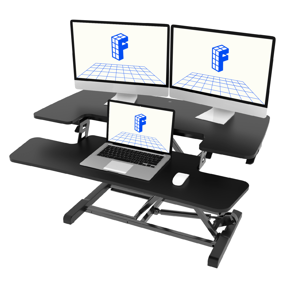 FlexiSpot M7-E Series Desk Riser, 4-3/4in to 19-3/4inH x 34-5/8inW x 16-5/16inD, Black