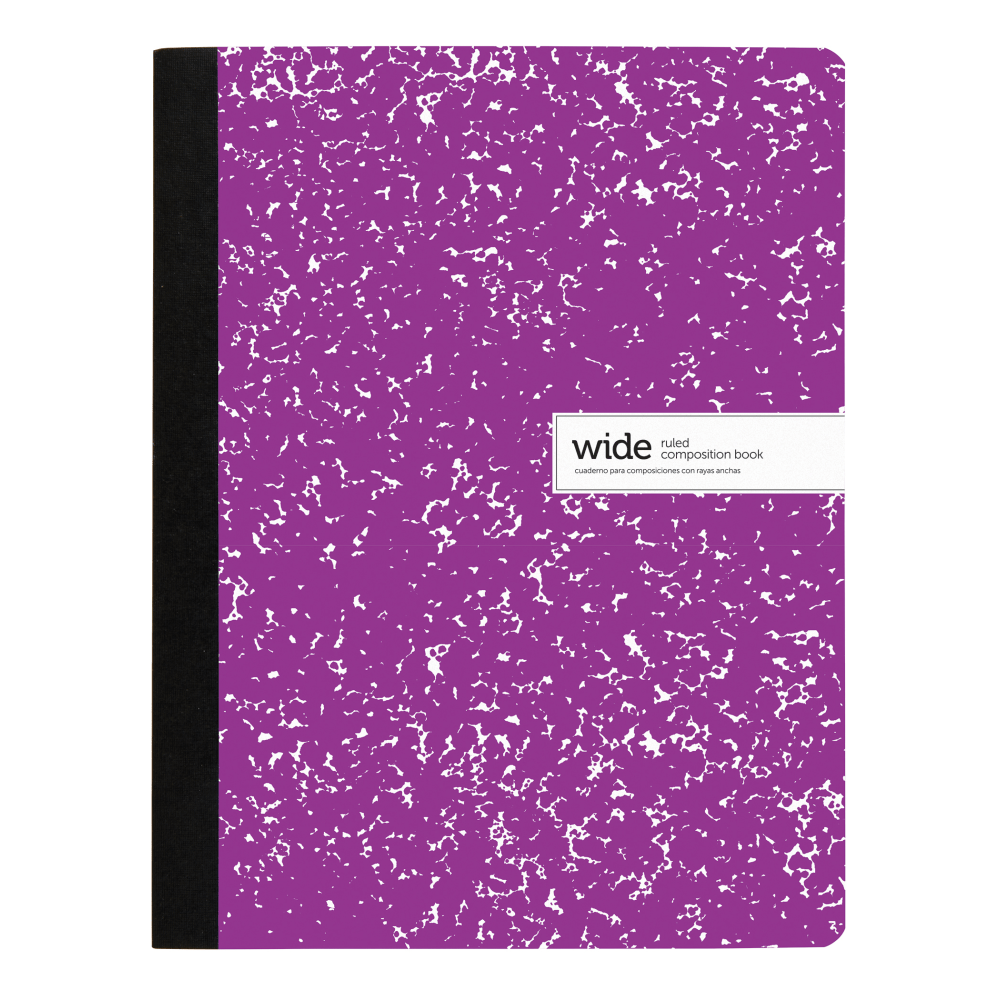 Office Depot Brand Composition Notebook, 9-3/4in x 7-1/2in, Wide Ruled, 100 Sheets, Purple