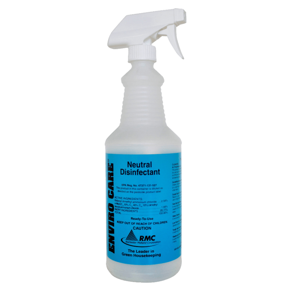 RMC Snap! Trigger Bottle For RMC Enviro Care Neutral Disinfectant, 1 Qt, Clear Frosted, Pack Of 48