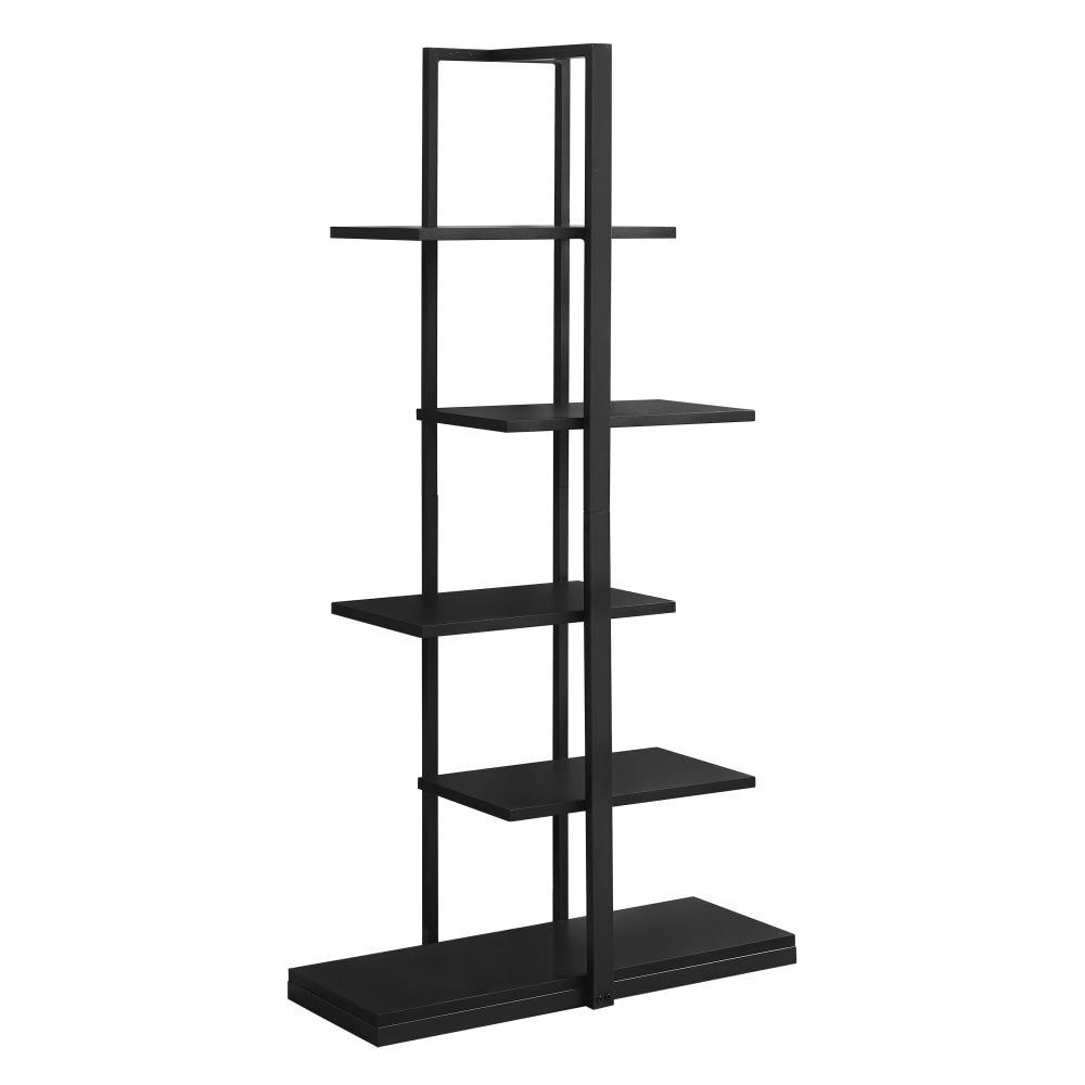 Monarch Specialties 60inH 5-Shelf Zigzag Metal Bookcase, Black