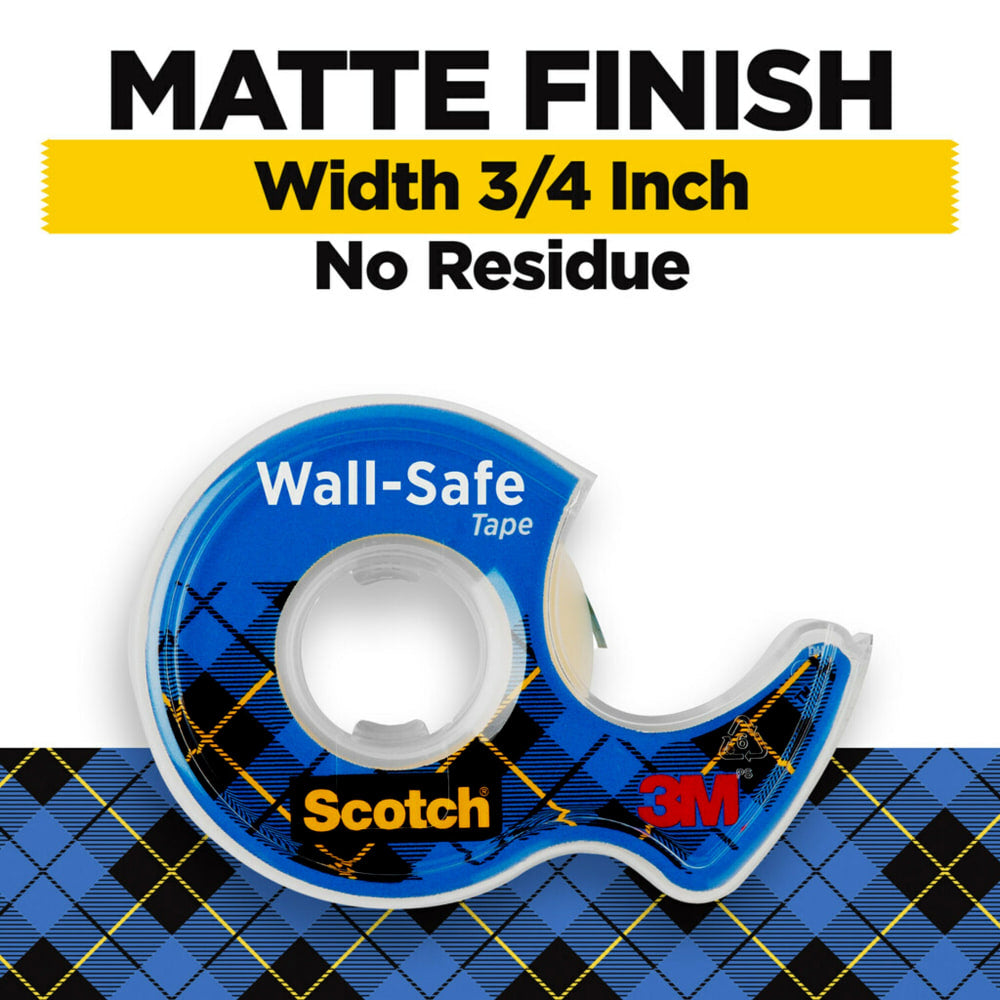 Scotch Wall-Safe Tape, 3/4in x 648in, Clear, Pack Of 4 Rolls