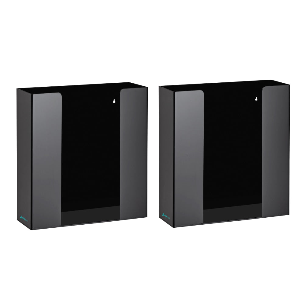 Alpine AdirMed Double Box Capacity Acrylic Glove Dispensers, 10-13/16inH x 10-1/4inW x 3-1/2inD, Black, Pack Of 2 Dispensers