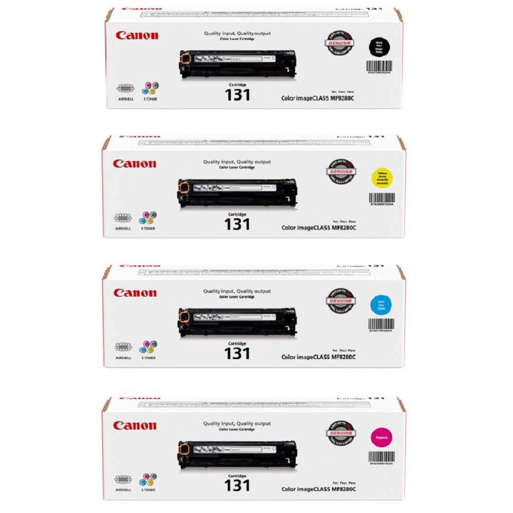 Canon 131 Black And Cyan, Magenta, Yellow Toner Cartridges Combo, Pack Of 4, 6272B001,6271B001,6270B001,6269B001