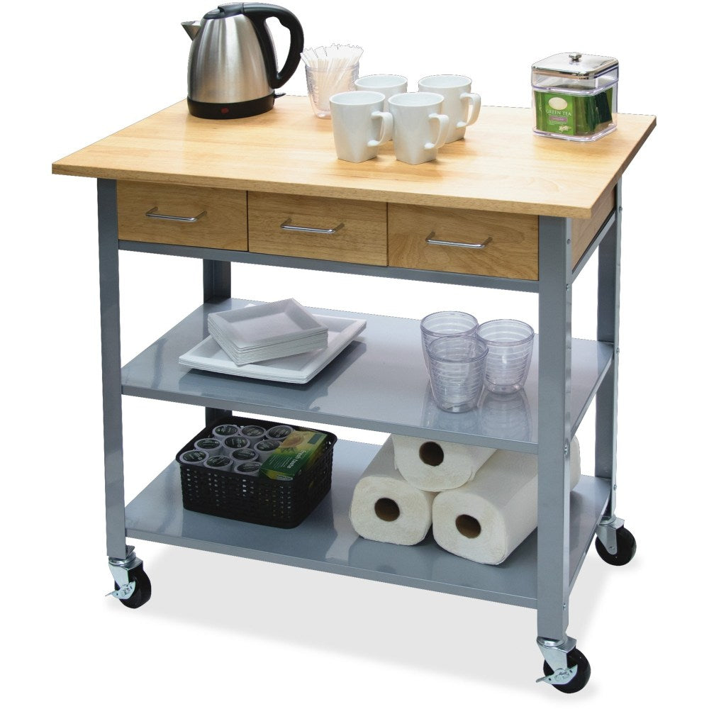 Vertiflex Countertop Serving Cart - Solid Wood - 34.3in Width x 19in Depth x 35.5in Height - Steel Frame - Assorted