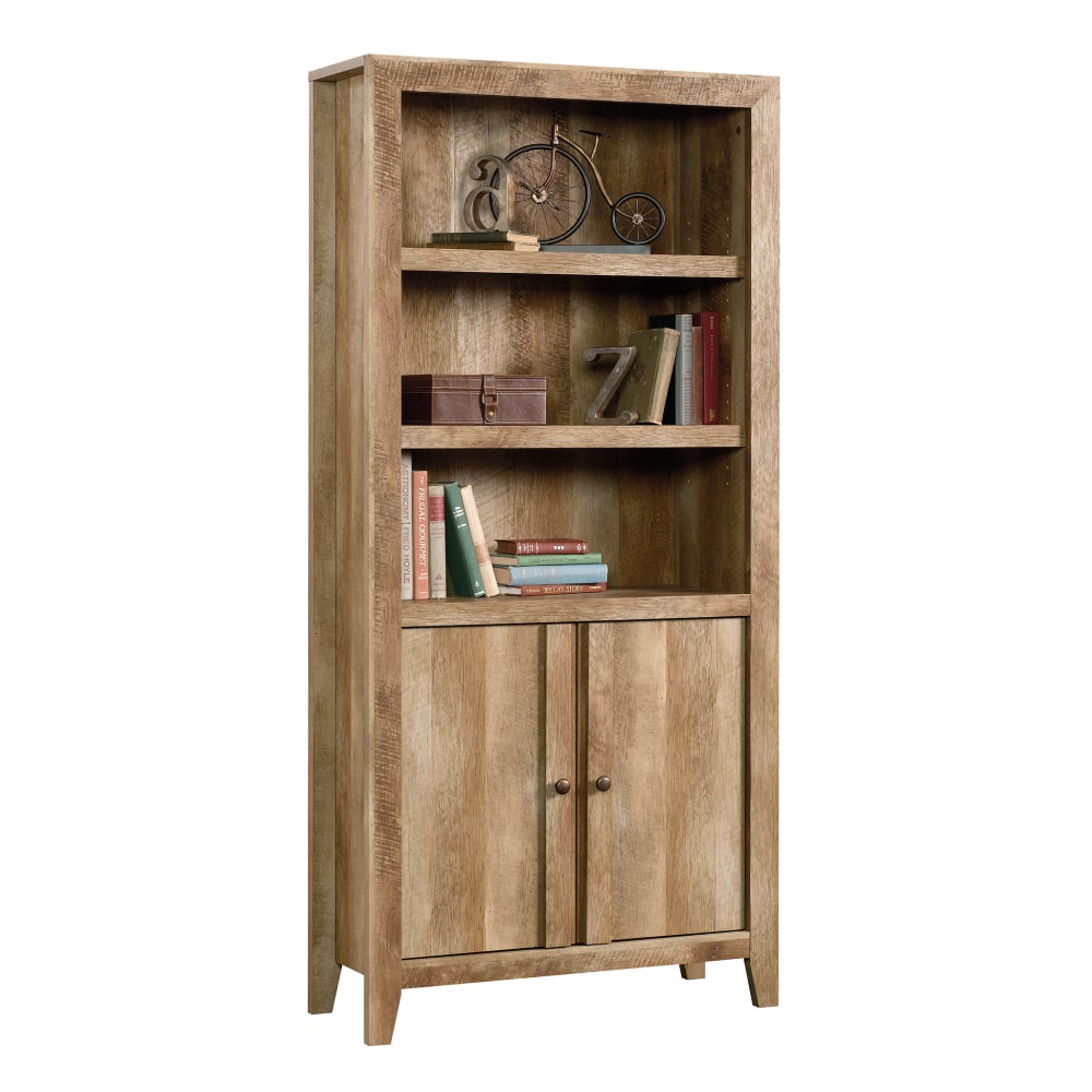 Sauder Dakota Pass 72inH 5-Shelf Library Bookcase With Doors, Craftsman Oak