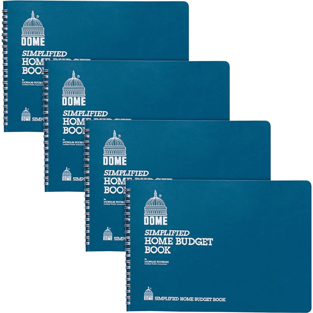 Dome Simplified Home Budget Book - 64 Sheet(s) - Wire Bound - 10.50in x 7.50in Sheet Size - White - White Sheet(s) - Blue Cover - Recycled - 4 / Bundle