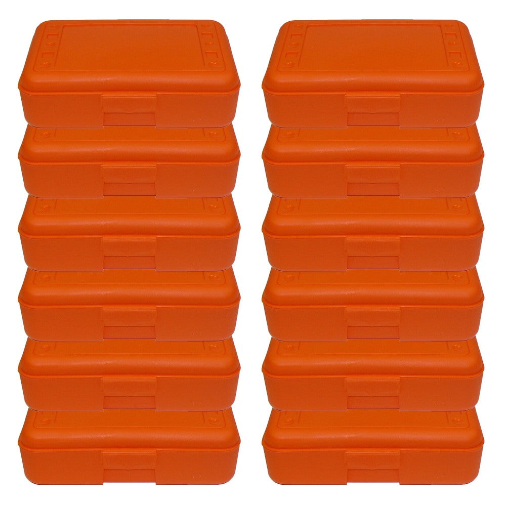 Romanoff Pencil Boxes, 2-1/2inH x 8-1/2inW x 5-1/2inD, Orange, Pack Of 12 Boxes