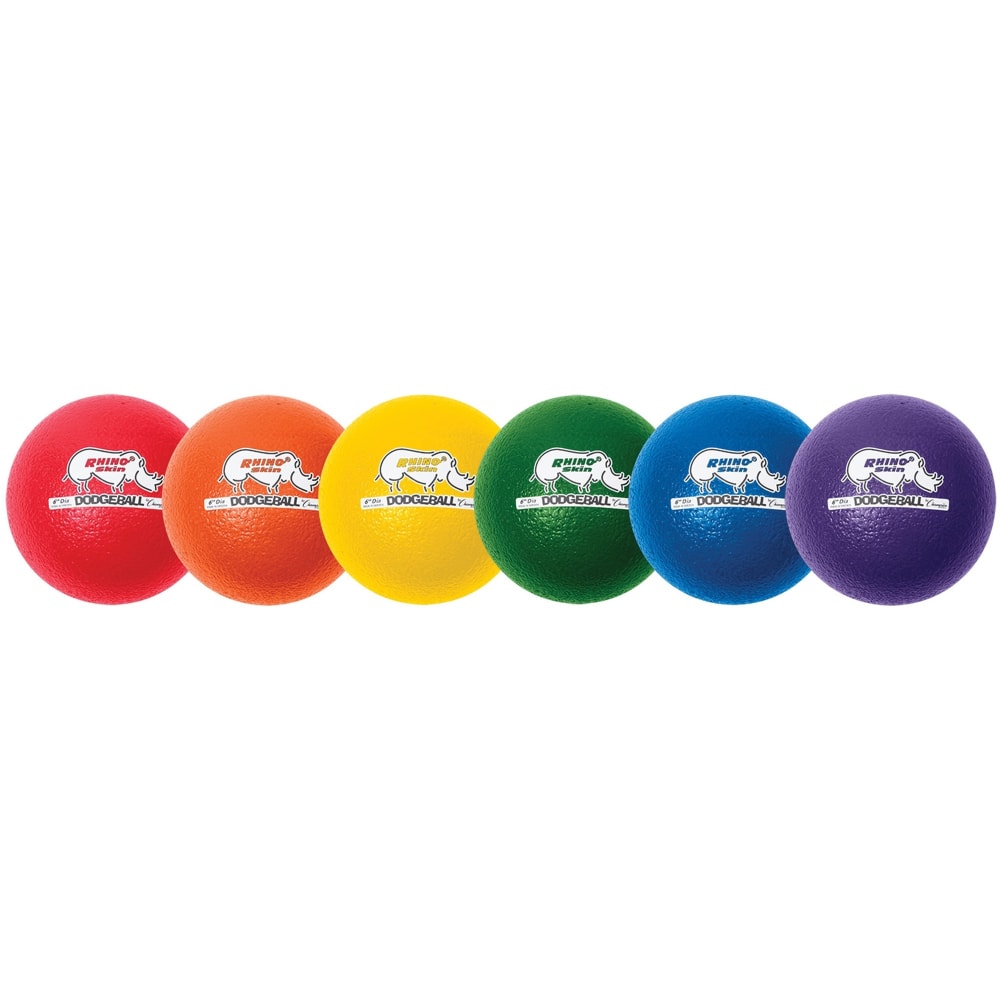 Champion Sports 6 Inch Rhino Skin Low Bounce Dodgeball Set - 6.30in - Low Density Foam - Dodgeball - Red, Orange, Yellow, Green, Blue, Purple - 6 / Set