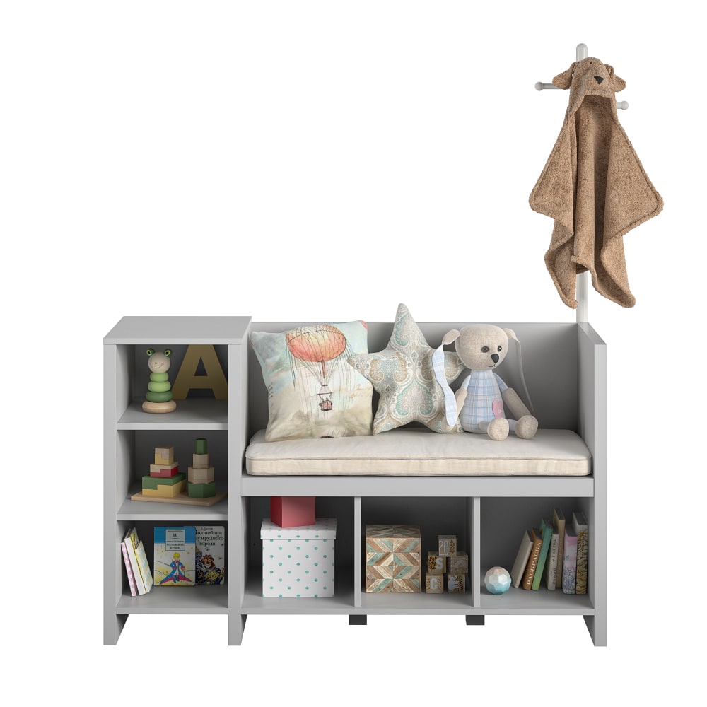 Ameriwood Home Tyler Storage Bench And Coat Rack, Gray