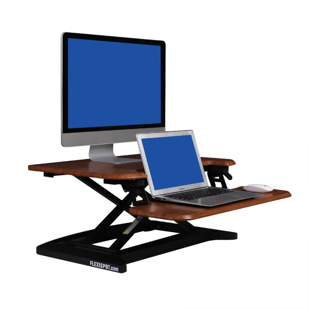 FlexiSpot AlcoveRiser Sit-To-Stand Desk Converter, 28inW, Mahogany