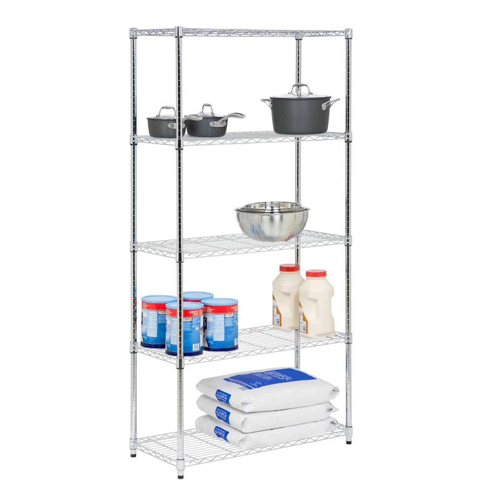 Honey-Can-Do Urban Steel Adjustable Industrial Shelving Unit, 5-Tier, Chrome