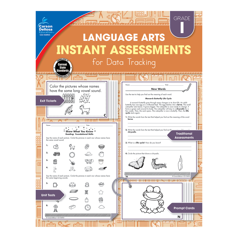 Carson-Dellosa Instant Assessments For Data Tracking Language Arts Resource Book, Grade 1