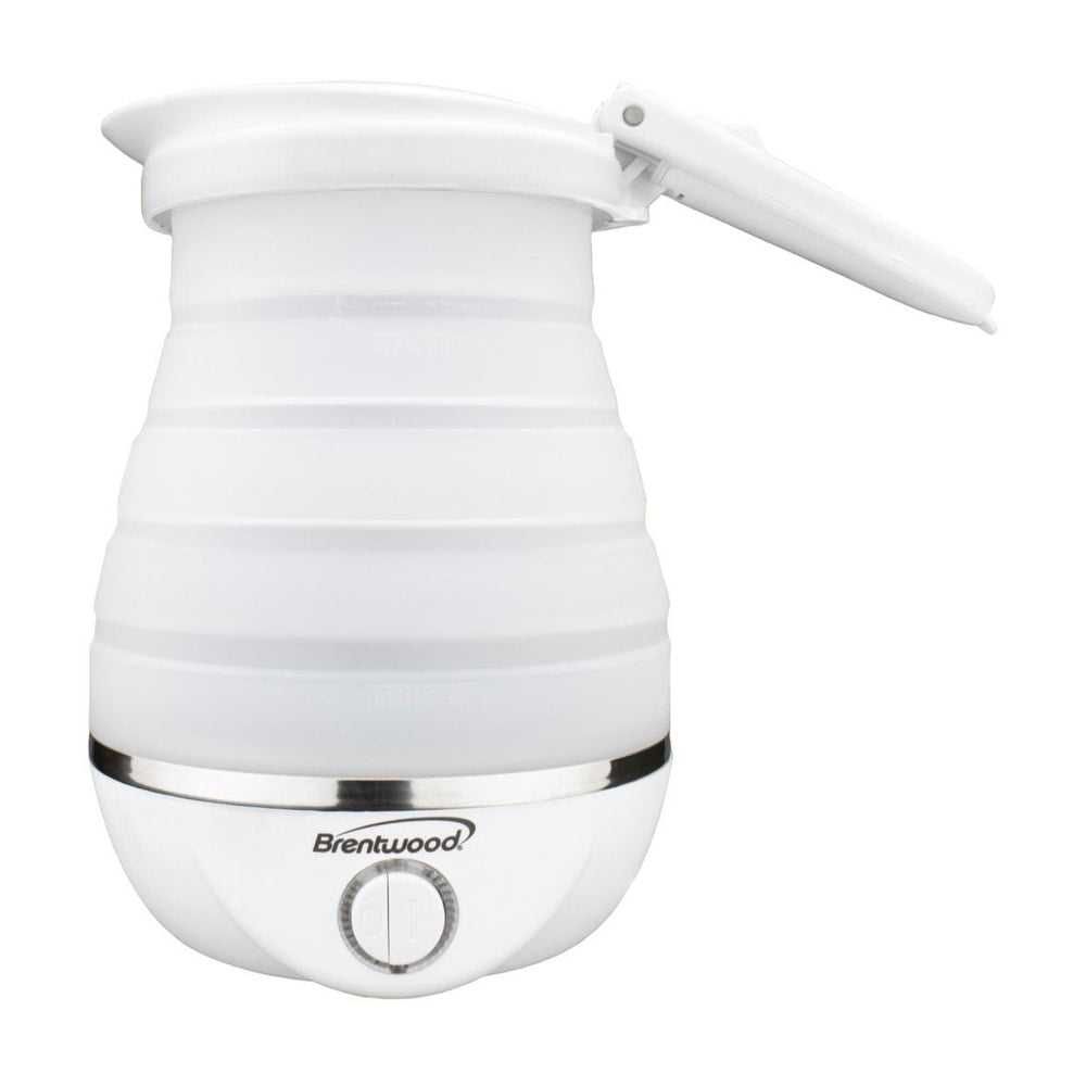 Brentwood Dual Voltage 3.3-Cup Collapsible Plastic Travel Kettle, White