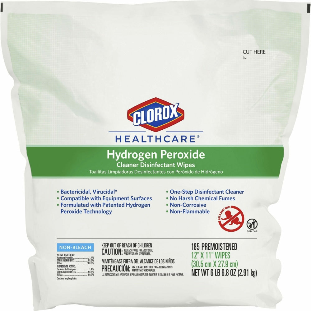 Clorox Healthcare Hydrogen Peroxide Cleaner Disinfectant Wipes - 185 / Pack - 200 / Pallet - White